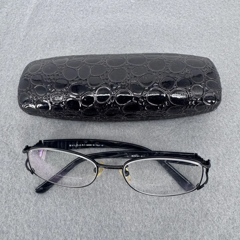 Bvlgari BV6131‎ Eyeglasses Frame 52-17-135 Black Oval Made in Italy COL.1 Case